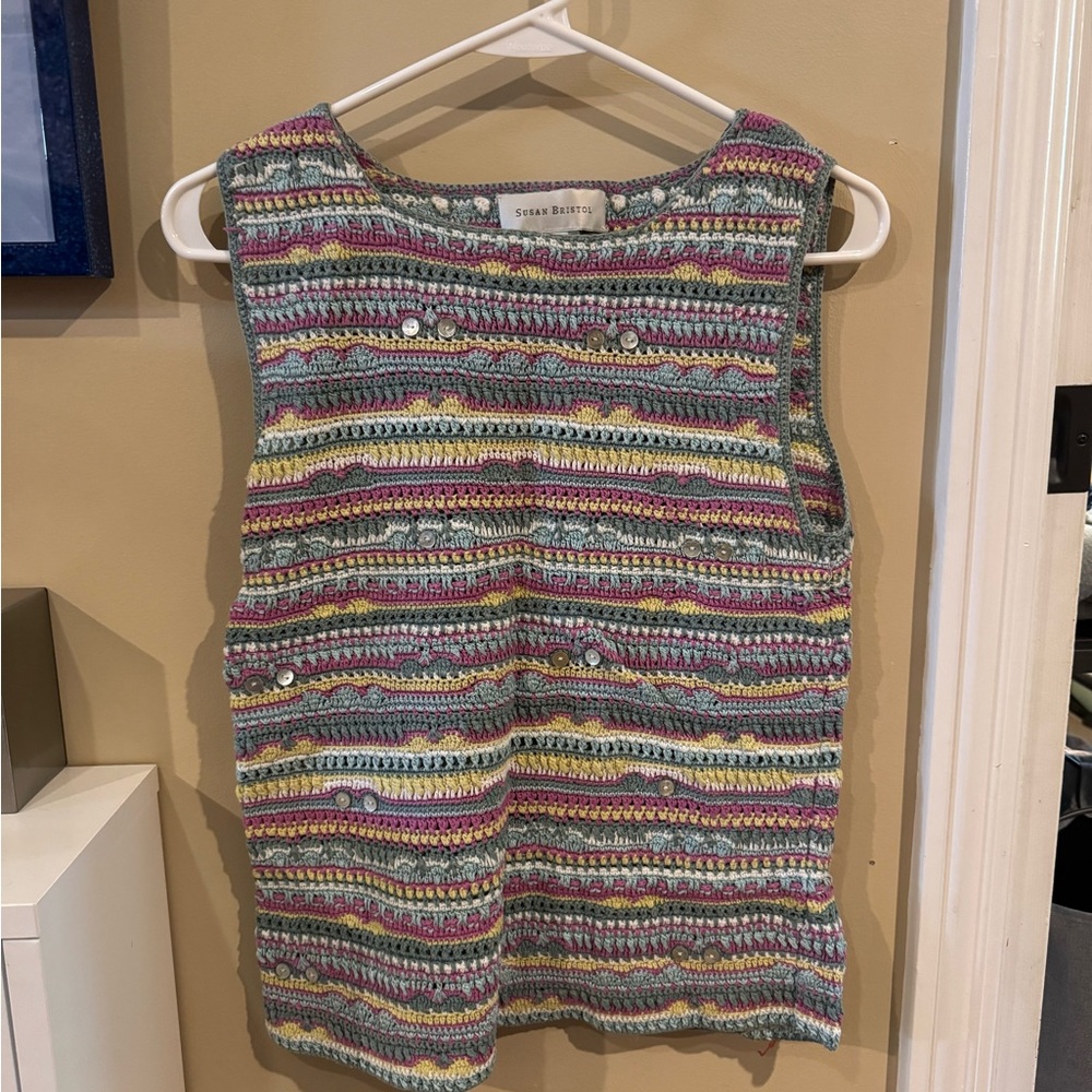 Vintage (2000) Susan Bristol Multicolor Crochet Top